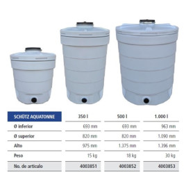 Medidas Depósito de Agua Potable Aqua Tonne de 500 Litros Schutz